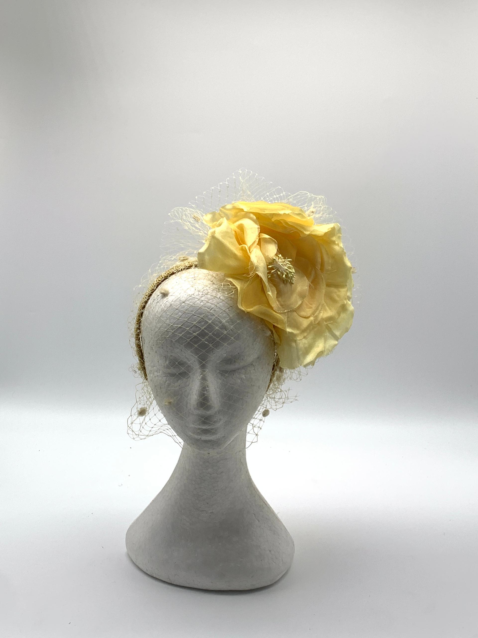 Yellow Rose Veil Fascinator