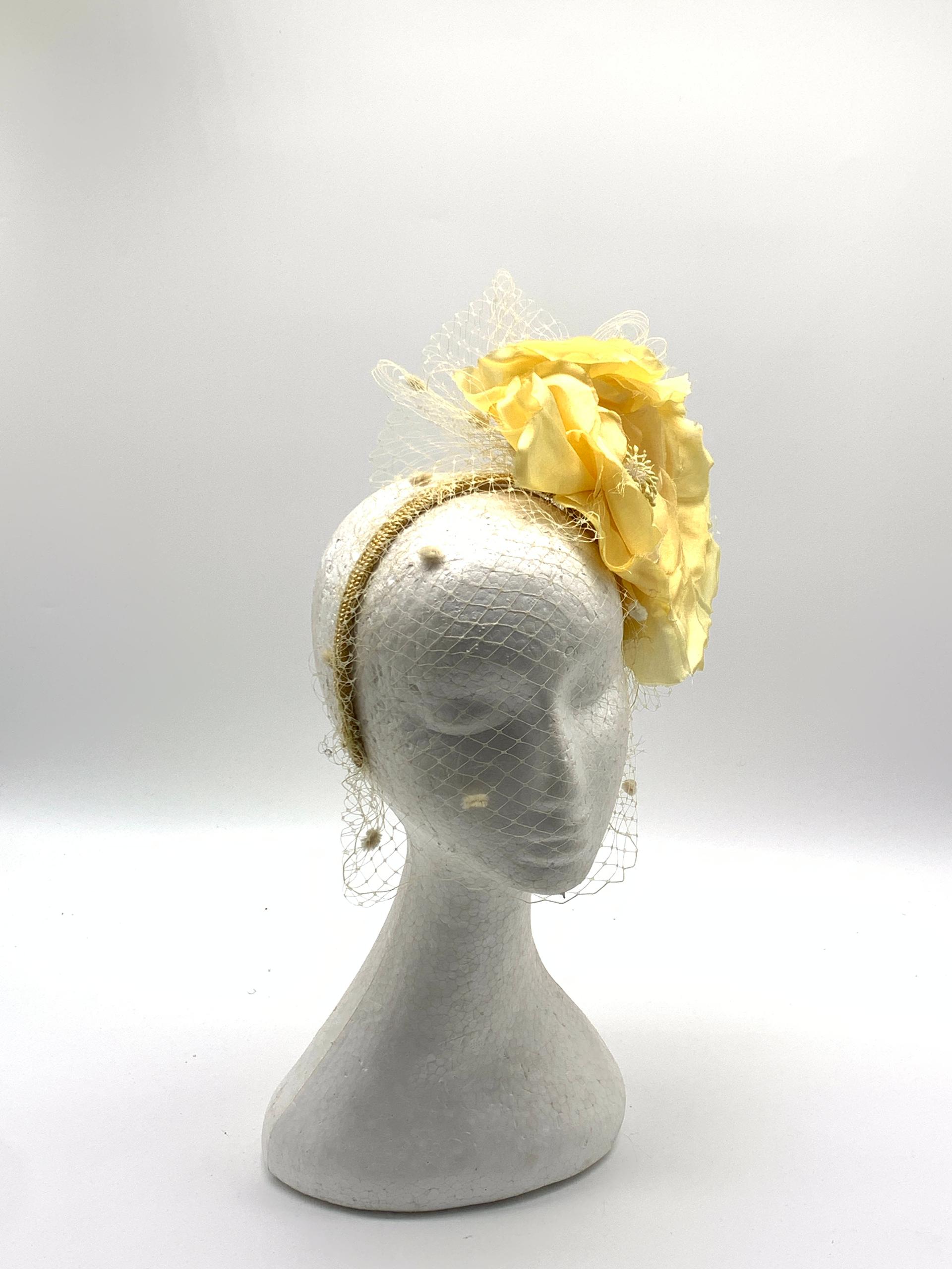 Yellow Rose Veil Fascinator