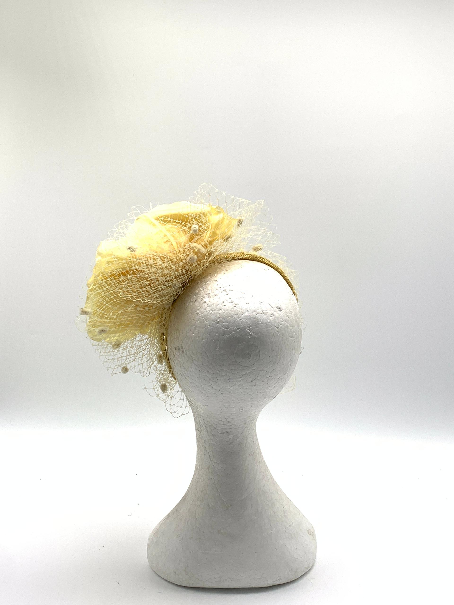 Yellow Rose Veil Fascinator