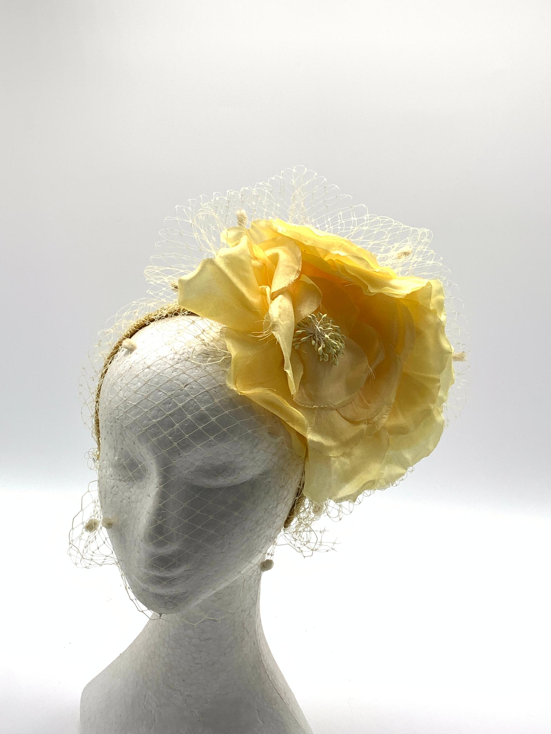 Yellow Rose Veil Fascinator