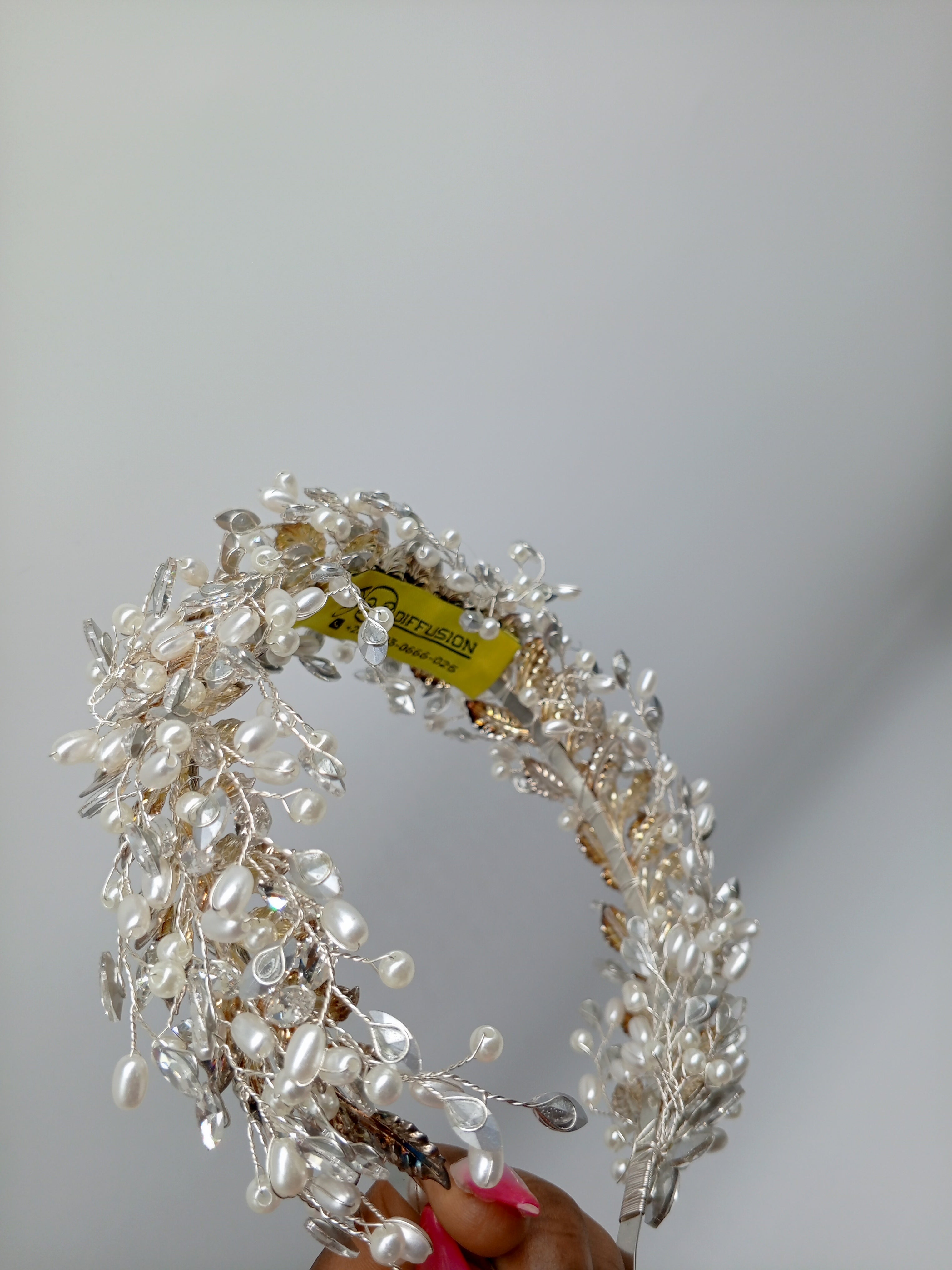 "Golden & Silver Dewdrop Vine Tiara"