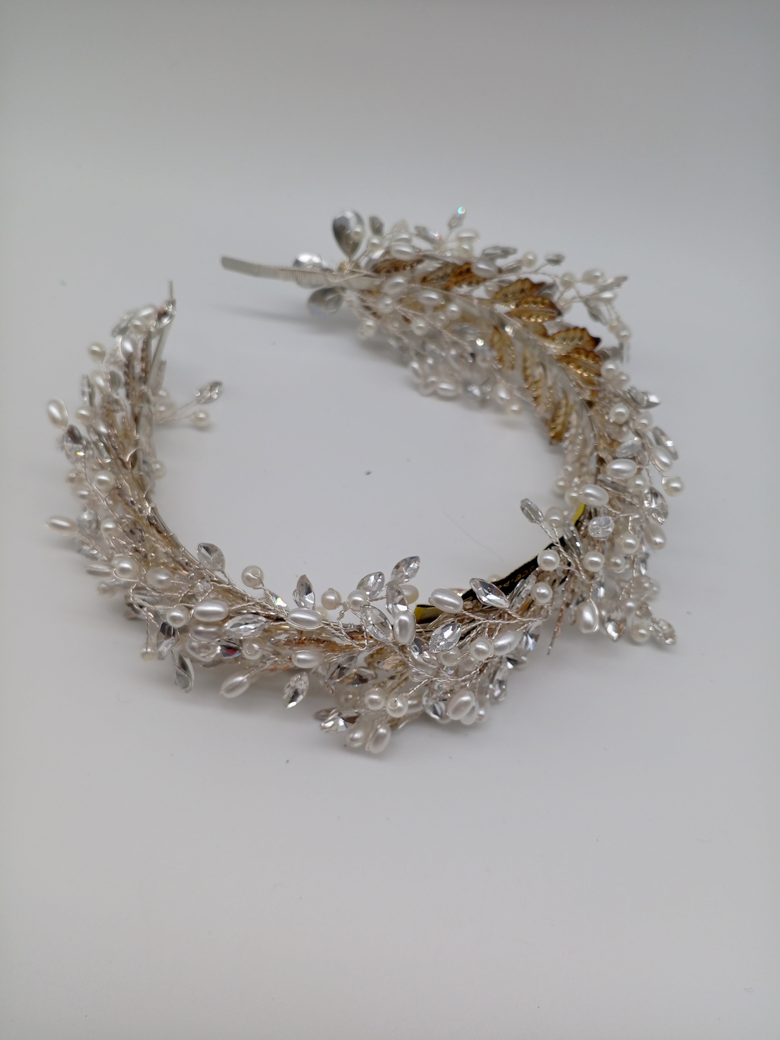 "Golden & Silver Dewdrop Vine Tiara"