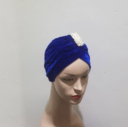 Velvet Elegance Turban with Pearl Cluster Embellishments