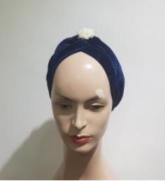 Velvet Elegance Turban with Pearl Cluster Embellishments