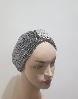 "Sapphire and Gold Pleated Turbans with Crystal Embellishments"