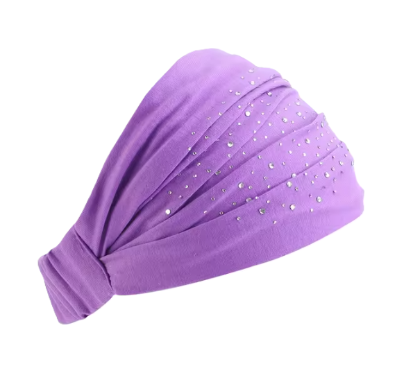 Soft Pleated Fabric Headband with Stones