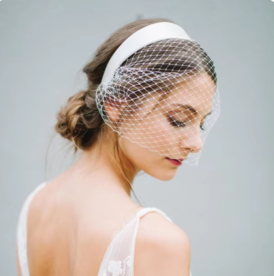 Classic White Veiled Headband