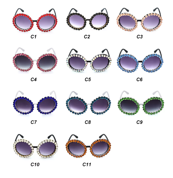 Crystal Chic: Dazzling Round Rhinestone Sunglasses