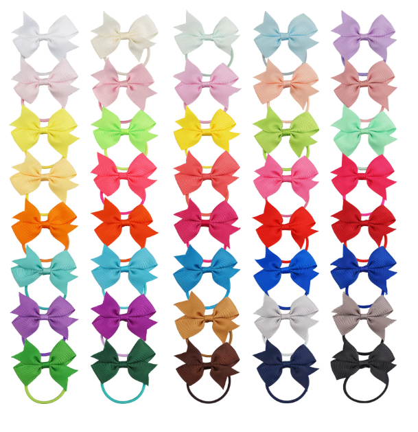 2inches Vibrant Grosgrain Ribbon Bow Hair Clips set of 10 Colors