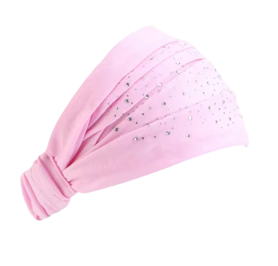 Soft Pleated Fabric Headband with Stones