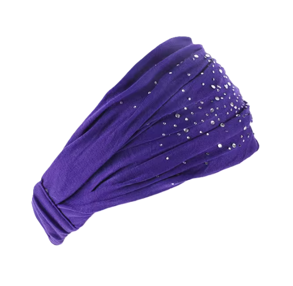 Soft Pleated Fabric Headband with Stones