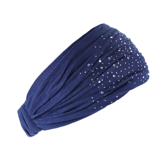 Soft Pleated Fabric Headband with Stones