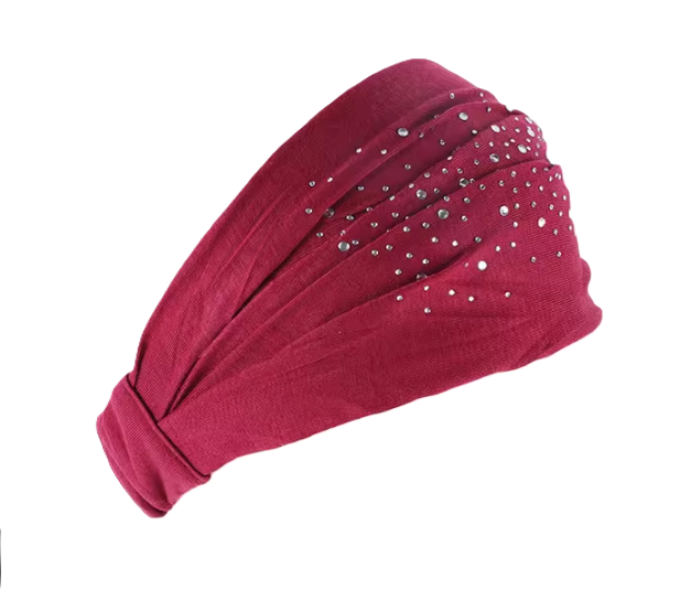 Soft Pleated Fabric Headband with Stones