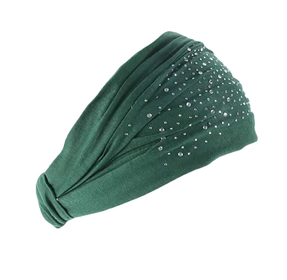 Soft Pleated Fabric Headband with Stones