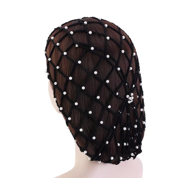 Vibrant Crochet Hair Snood with pearls