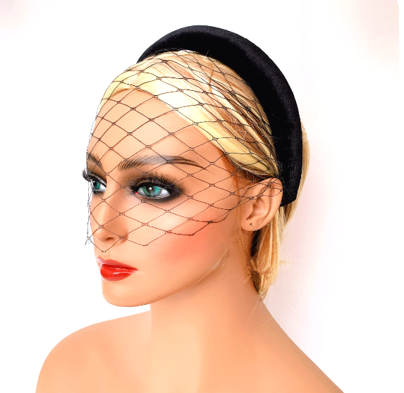 Classic Black Veiled Headband