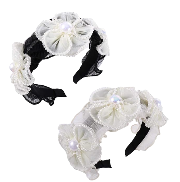 Ethereal White Floral Ruffle Headband