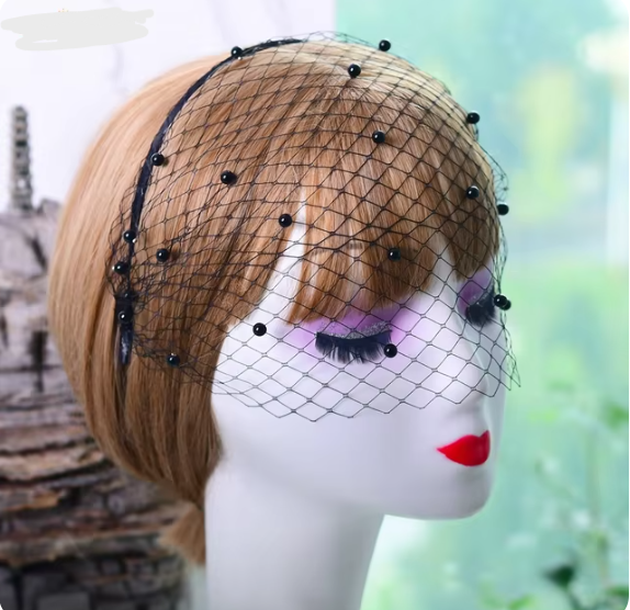 "Elegant headband with Rhinestone veiling"