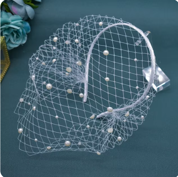 "Elegant headband with Rhinestone veiling"