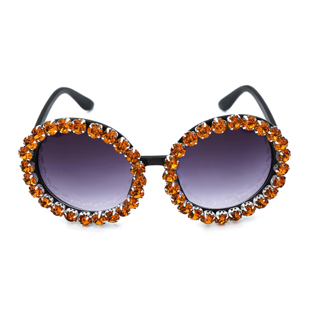 Crystal Chic: Dazzling Round Rhinestone Sunglasses