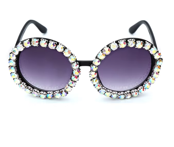 Crystal Chic: Dazzling Round Rhinestone Sunglasses