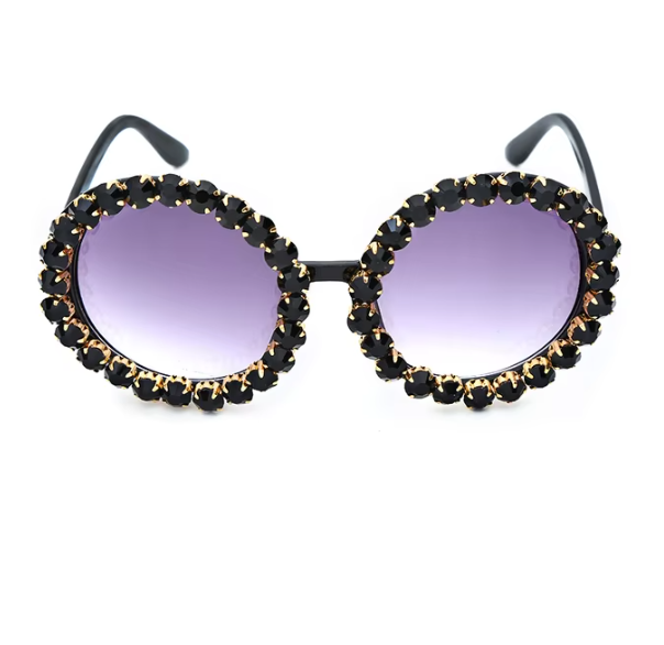 Crystal Chic: Dazzling Round Rhinestone Sunglasses