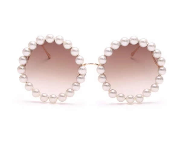 Pearl Glam: Luxe Round Sunglasses