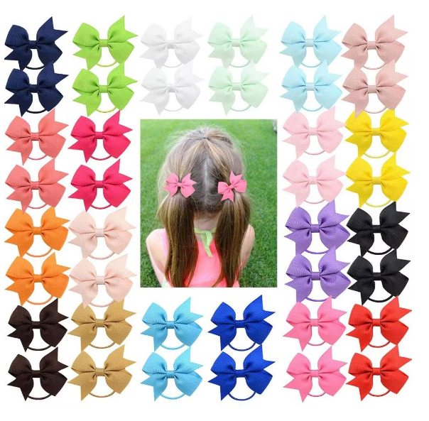 2inches Vibrant Grosgrain Ribbon Bow Hair Clips set of 10 Colors