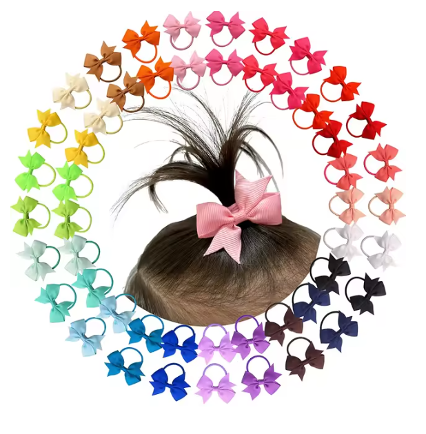 2inches Vibrant Grosgrain Ribbon Bow Hair Clips set of 10 Colors