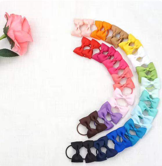 2inches Vibrant Grosgrain Ribbon Bow Hair Clips set of 10 Colors