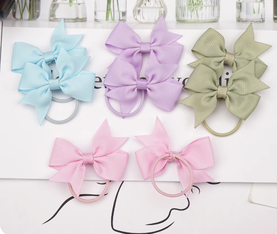 2inches Vibrant Grosgrain Ribbon Bow Hair Clips set of 10 Colors