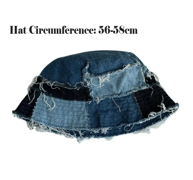 Distressed Patchwork Denim Bucket Hat