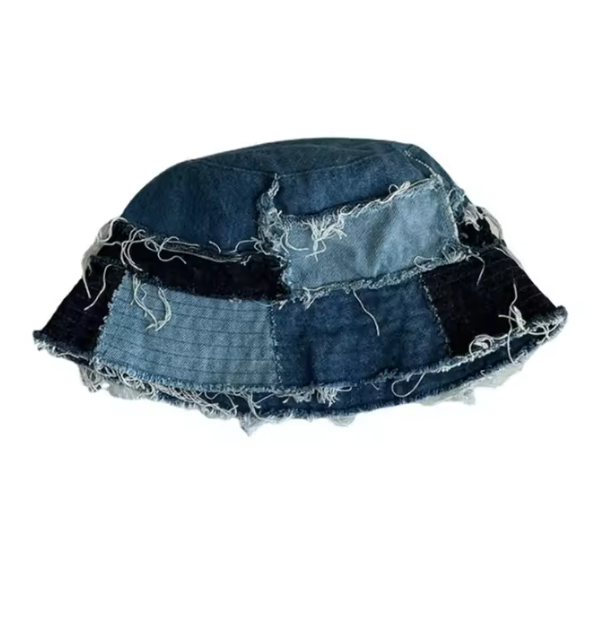 Distressed Patchwork Denim Bucket Hat