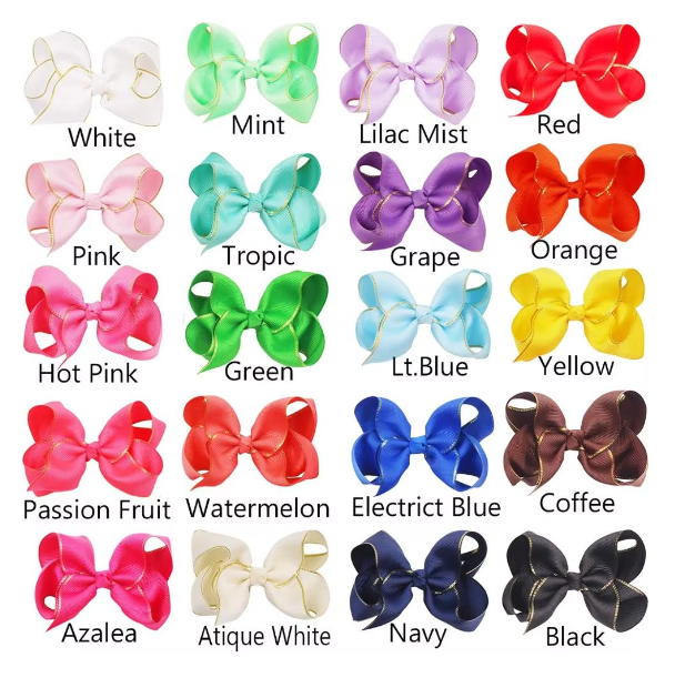 4.5inches Vibrant Grosgrain Ribbon Bow Hair Clips set of 5 Colors