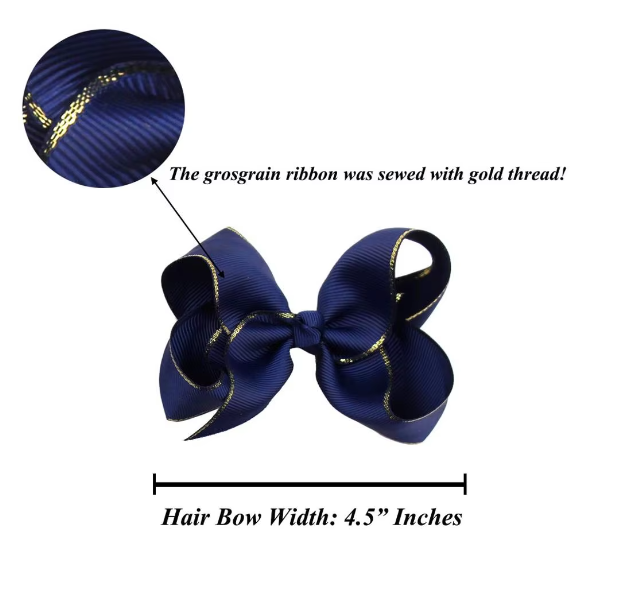 4.5inches Vibrant Grosgrain Ribbon Bow Hair Clips set of 5 Colors