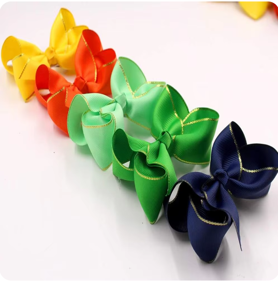 4.5inches Vibrant Grosgrain Ribbon Bow Hair Clips set of 5 Colors