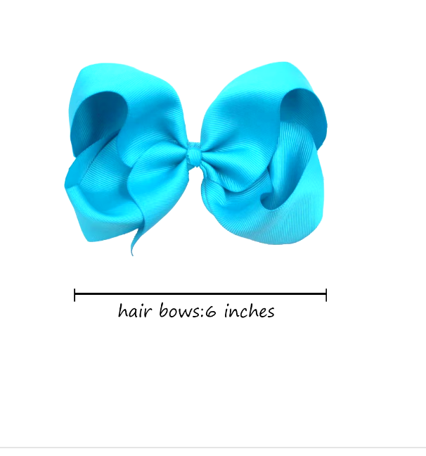 6 inches Vibrant Grosgrain Ribbon Bow Hair Clips set of 4 Colors