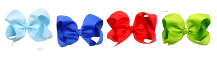 6 inches Vibrant Grosgrain Ribbon Bow Hair Clips set of 4 Colors