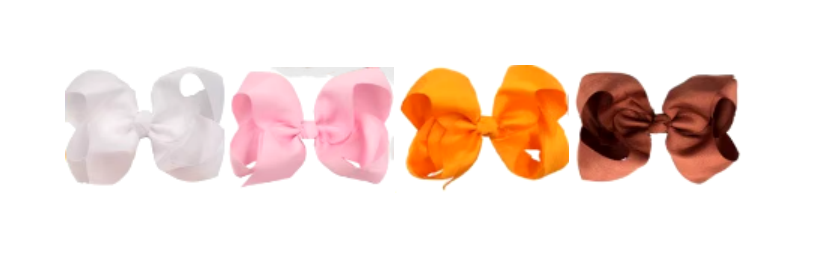 6 inches Vibrant Grosgrain Ribbon Bow Hair Clips set of 4 Colors