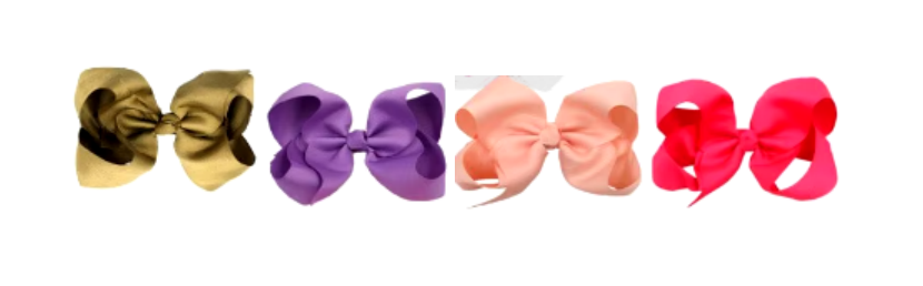 6 inches Vibrant Grosgrain Ribbon Bow Hair Clips set of 4 Colors