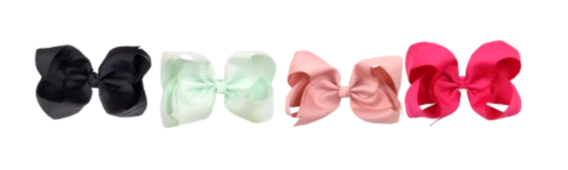 6 inches Vibrant Grosgrain Ribbon Bow Hair Clips set of 4 Colors